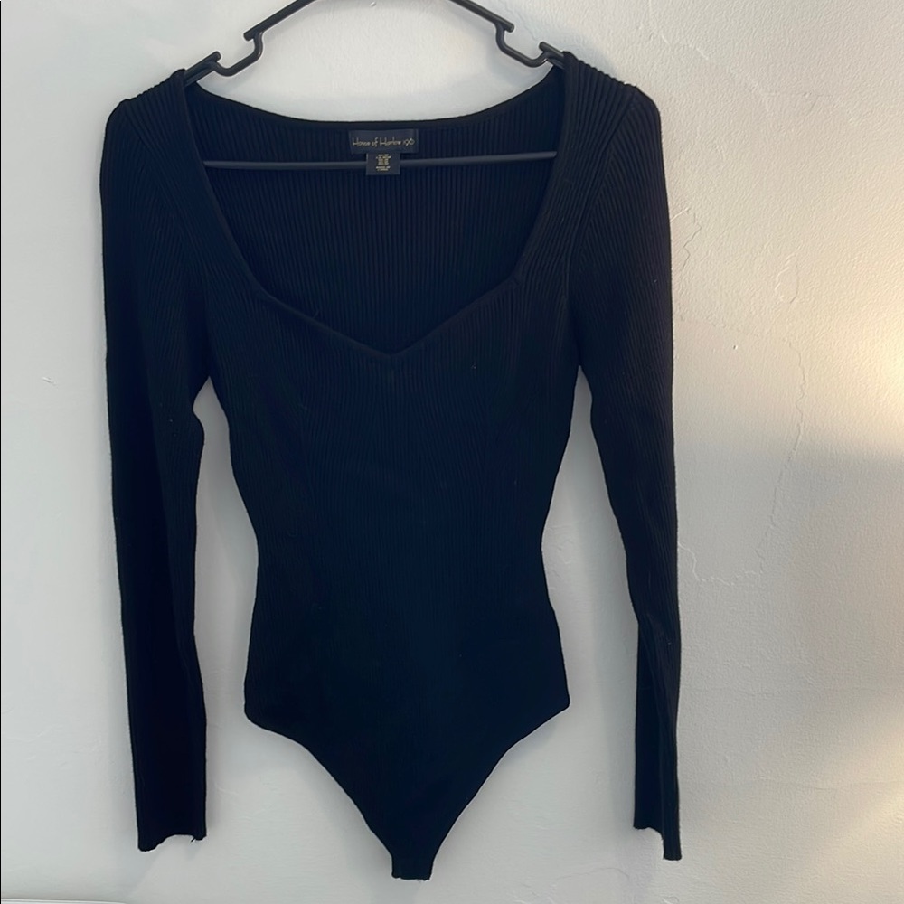 House of Harlow Black Long Sleeve Bodysuit